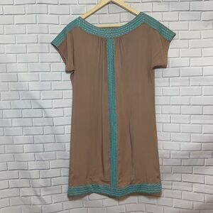 THML‎ Shift Dress Tan/Turquoise Sz XS